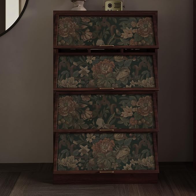 Dimoon Vintage Peel and Stick Wallpaper Dark Green Floral Wall Paper 16.1"x787" Retro Victorian Moody Wallpaper Renter Friendly Dark Floral Gothic Contact Paper for Bedroom Shelf Liner Vinyl Roll - Image 5