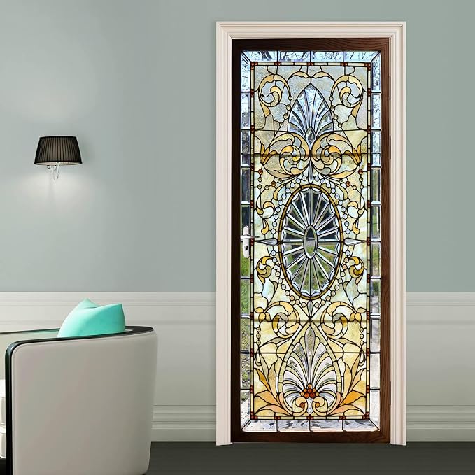 artfanke 3D Stained Glass Door Sticker Peel and Stick 30.3"x78.7"- Self-Adhesive Door Murals Wallpaper - Waterproof Wall Decal for Home Bedroom Decor (2 Sheets/Set) - Image 6