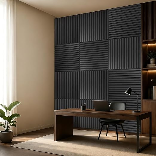 Art3d 12-Pack Acoustic Wood Slat Panel & Ceiling Tile, 2 x 2 ft, Blackwood | Crack-Resistant, Scratch-Resistant, Eco-Friendly, Durable, Grid Compatible, Ideal for Living Room, Bedroom & Home DIY Upgrade - Image 3
