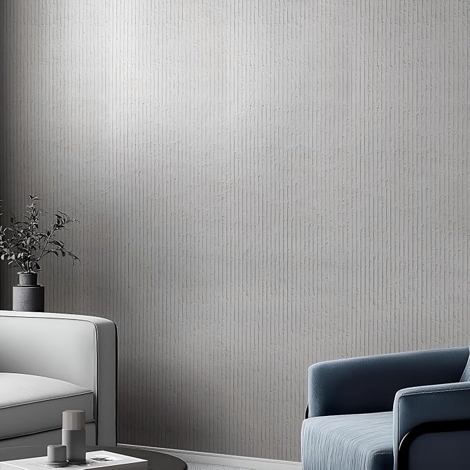 3D Faux Stone Peel and Stick Roll-15.7"x110"Thick PVC Foam Wall Paneling,DIY Self Adhesive Removable Waterproof&Sound Dampening for Cement Texture Accent Wallpaper for Living Room,Bedroom Decor(Gray) - Image 3