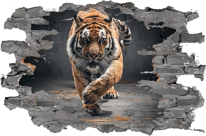 Tiger Wall Decals Stickers, Realistic Wild Animal Wall Art Peel and Stick, Removable Vinyl Wall Decor for Bedroom, Living Room, Office, Home Decoration by THISFIND