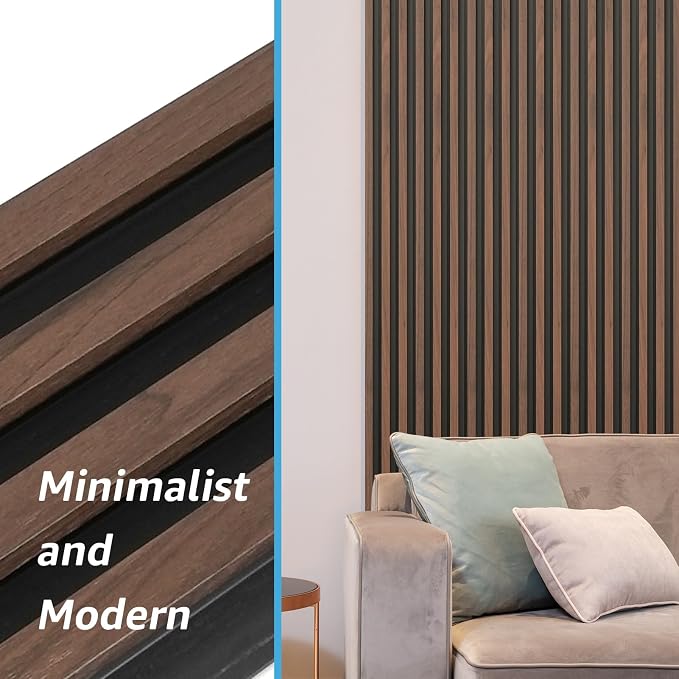 Art3d 96 x 6 Inch 3D Fluted Wood Textured Slat Wall Panel, 8-Pack, Walnut | Natural Wood Texture, Weather Resistant, Durable, Easy to Install, Eco-Friendly, Elegant Design, for Living Room, Bedroom - Image 4
