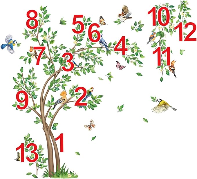 decalmile Green Tree Flying Leaves Birds Wall Decals Stickers (XL) - Image 5
