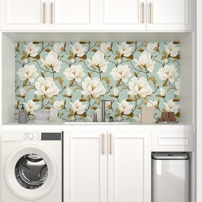 Laatse Vintage Blue Floral Bird Wallpaper Peel and Stick 17.5" × 118" | Self Adhesive/Removable/Waterproof/Thick Vinyl Contact Paper for Bathroom Bedroom Shelf Cabinet Drawer,Prepasted,Easy Peel - Image 5