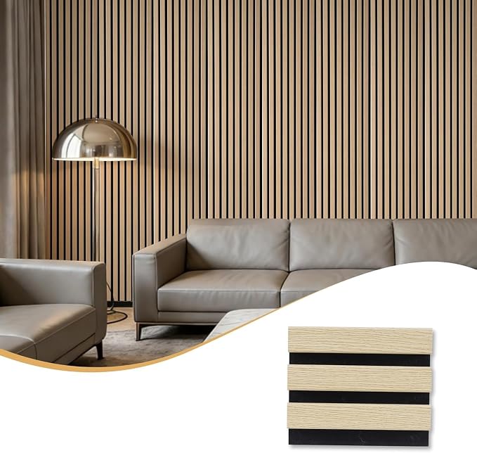 Wood Panel for Wall, 5.9"x4.7" Acoustic Panels for Interior Wall Decor | Soundproof Wood Slat Wall Panels for Living Room, Bedroom, White Oak Sample - Image 2