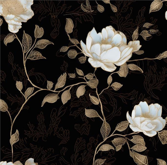 Laatse Vintage Dark Black Golden Floral Wallpaper Peel and Stick 17.5"x197" | Self Adhesive/Removable/Waterproof/Thick Vinyl Contact Paper for Bathroom Bedroom Shelf Cabinet Drawer,Prepasted,Easy Peel by Laatse