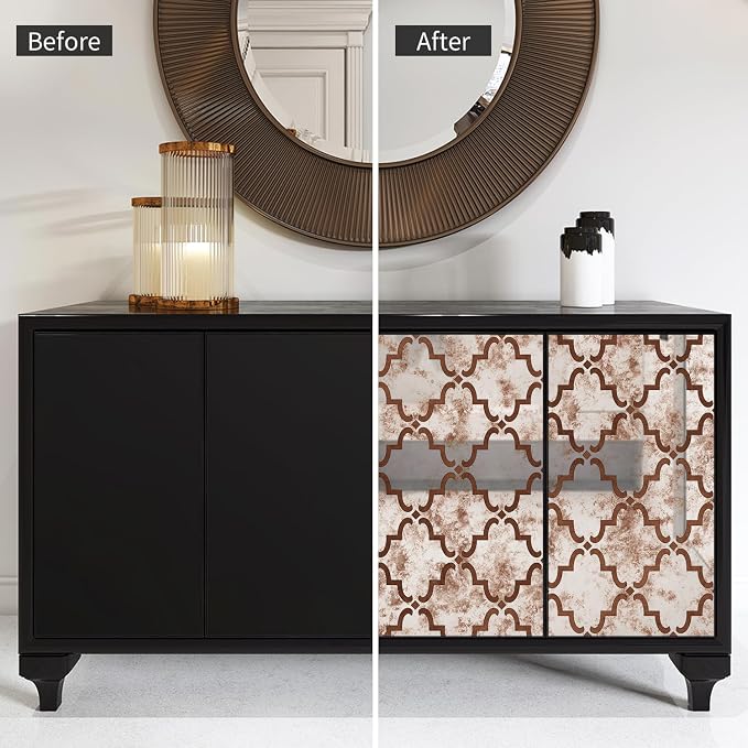 LiveInUrban Vintage Foxed Moroccan Rusts Antique Chrome Reflective Style Wallpaper, Grunge Peel and Stick Contact Paper for Wall Furniture Vanity Dresser Home Decor, 15.35"x39.37" - Image 3