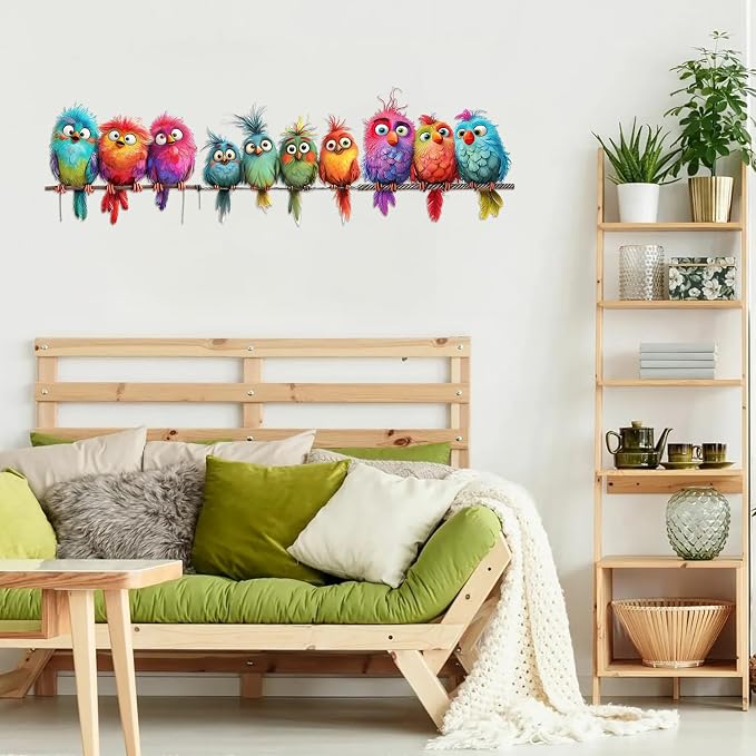 9Pcs Funny Colorful Birds Vinyl Decals on Branch Wall Easy Peel and Stick Watercolor Patterns Cute Birds Vinyl Wall Stickers for Women Students Girl Boys Room Wide Applications Decor - Image 6