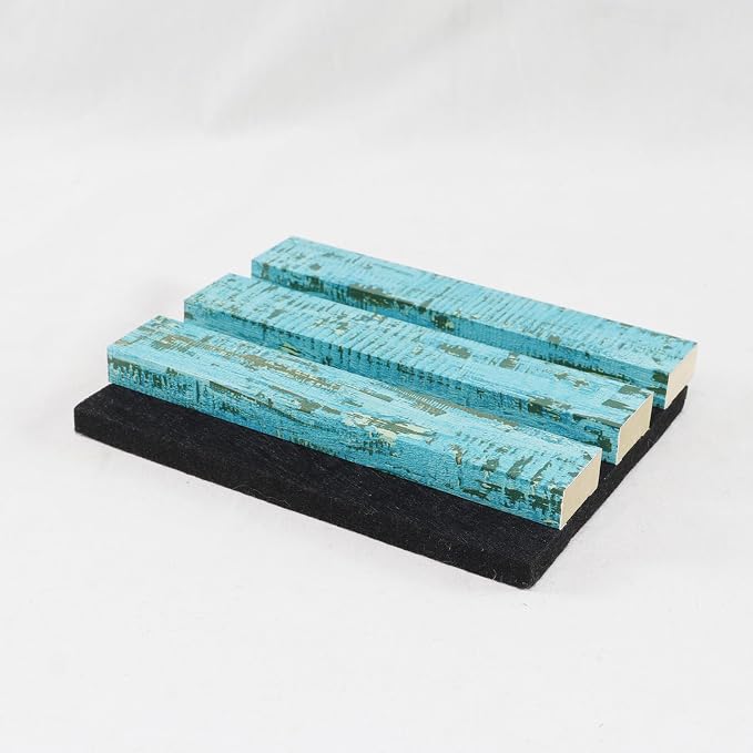 Wood Slat Acoustic Panels, 4.7"x5.9" 3D Wall Panel, Interior Wall Decor Noise Cancelling, 3D Fluted Sound Absorbing Panel for Office,Home,Theater,Studio (Turquoise Sample) - Image 3