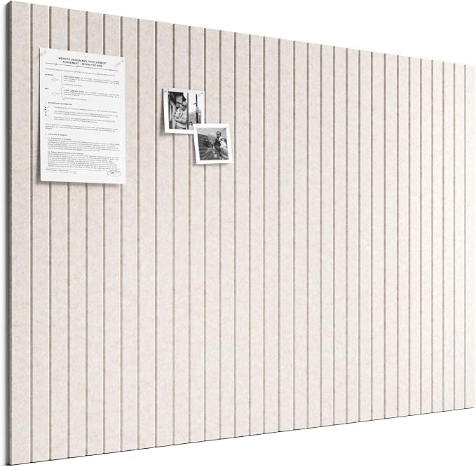 Bumusty 48"x 36" Large Felt Bulletin Board Tiles, Oatmeal | 12-Pack Cork Board Alternative, Wall Decor, 30 Pushpins, 60 Adhesive Tabs, Vision Board, Office, Classroom, Home, Dorm by BUMUSTY