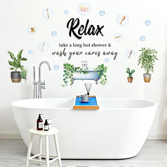 LHIUEM Home Office Wall Decals, Inspirational Plant Wall Stickers, Motivational Quote Bathroom Wallpaper, Positive Affirmation Relax Murals, Bedroom Workspace Decor, Classroom Teacher Decorations - Image 2