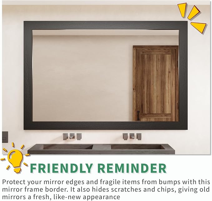 10M Peel and Stick Wallpaper Borders 390” x 2.36” Self Adhesive Mirror Frame Border Wood Grain DIY for Kitchen Bathroom Mirror Removal Border Sticker Wall Decor Cover 6.4 Sq.Ft, Black Wood - Image 7