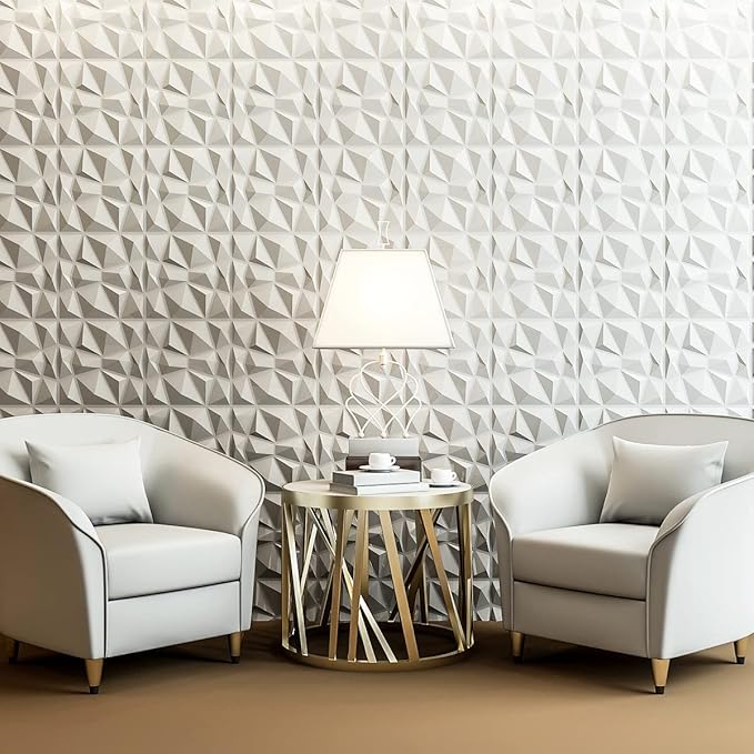Art3d Decorative 3D Wall Panels in Diamond Design, 11.8"x11.8" Matt White (33 Pack) - Image 2