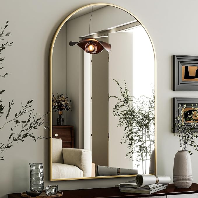 HARRITPURE Arched Wall Mirror 24"x36" Gold Metal Frame Vanity Mirrors - Image 8