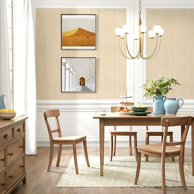 Beige Grasscloth Peel and Stick Wallpaper Vintage Texture Removable Waterproof Wallpaper for Room Walls, Cabinets, Furniture, Drawers, Desk A Set of 23.6"x480" - Image 9