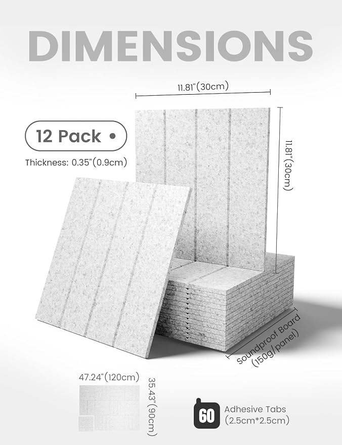 Fluxynara 48" x 36" Large Felt Bulletin Board, Light Gray | 12 Pack Cork Board Alternative with 60 Safe Adhesive Tabs, Pin Boards for Wall Decor, Home, Office, Classroom,Dorm - Image 2