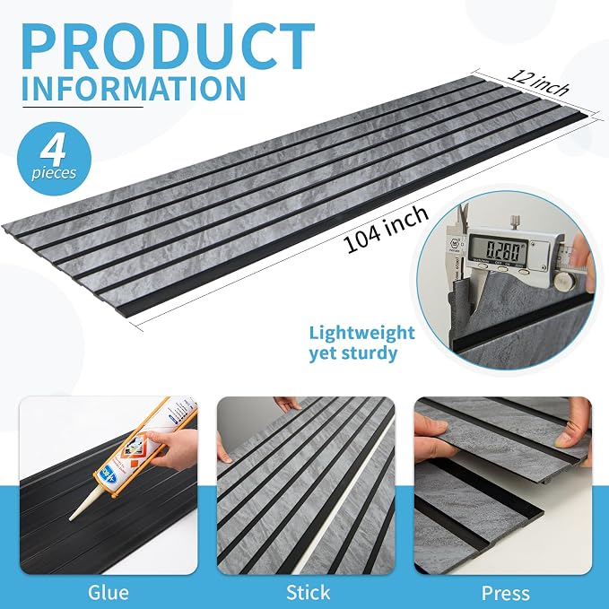 Art3d Six-Grid Design Slim Slat Wall Panel, 104 x 12 Inch, 4-Pack, Granite | Lightweight, Wainscoting, Waterproof, Easy to Clean, Sturdy, Glue on, Elegant Style, for Bedroom, Office, Home Improvement - Image 6
