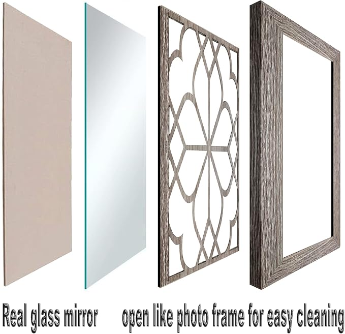 Wocred Set of 4 Mirrors Square Wall Mirror,Gorgeous Rustic Farmhouse Accent Mirror,Barn Wood Color Entry Mirror for Bathroom Renovation,Bedrooms,Living Rooms and More(12”x12”-4pcs) - Image 2
