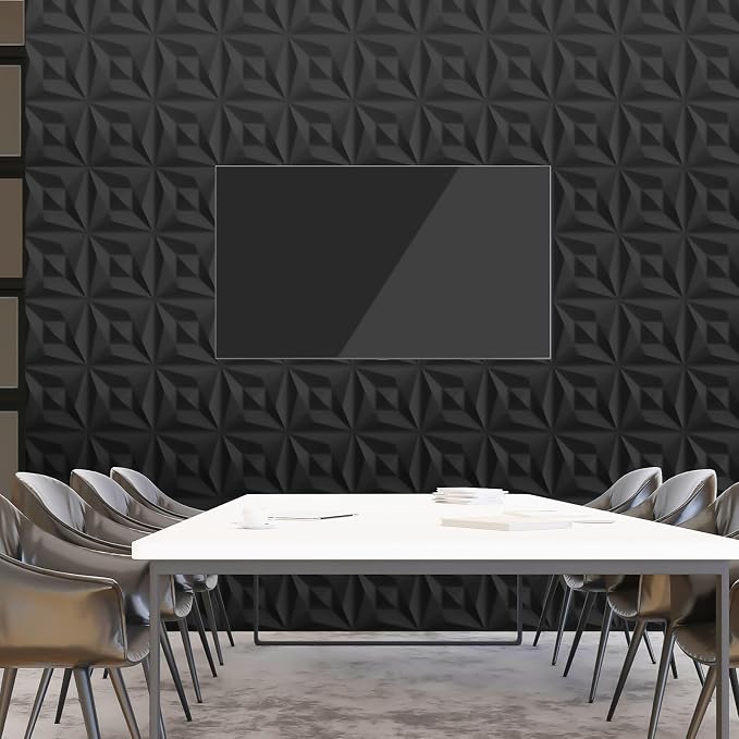 40 PCS 3D Wall Panels for Interior Wall Décor Black 11.8"*11.8" Covering Panels, PVC Textured 3D Wall Tile for Living Room, Bedroom DIY Interior Décor - Image 9