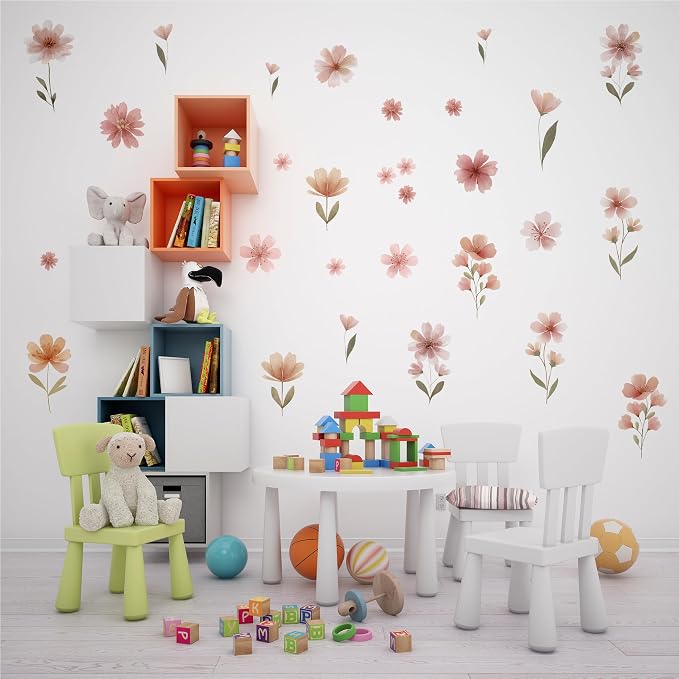 Flower Wall Decals - Peel and Stick Large Floral Flowers Wall Stickers,Removable Flower Home Decor Art for Kids Living Room, Bedroom, Nursery Decor Wall Corner Decor (Flower Wall Decals) - Image 5