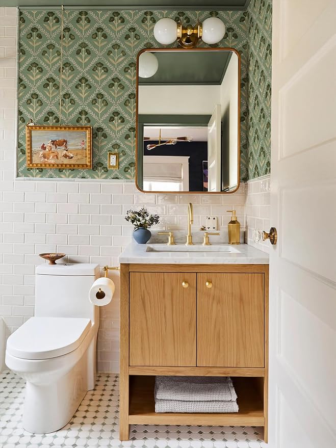 Orainege Peel and Stick Wallpaper Vintage Floral Wallpaper Boho | 16.9in x118.1in Removable Wall Paper for Cabinets Bedroom Bathroom Waterproof Self Adhesive Vinyl - Image 6