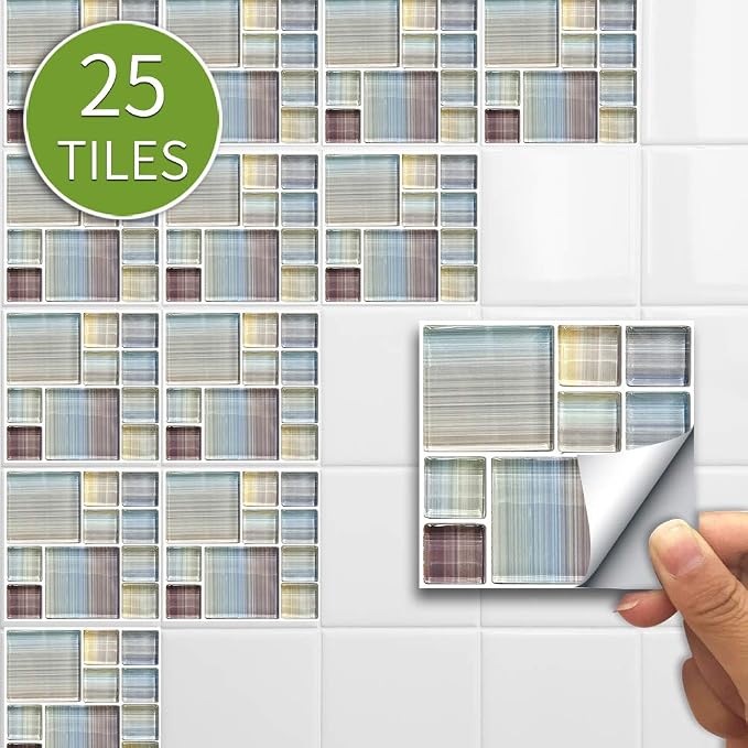 Alwayspon 25 Pcs Self-Adhesive Tile Transfer for Home Decor, Peel and Stick Tile Decal, Water-Proof Backsplash Wall Tile Sticker for Kitchen Bathroom, 4x4inch - Image 2