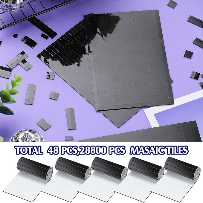 28800 Pieces Black Disco Mirror Tile Self-Adhesive Mirrors Mosaic Tile - Image 5