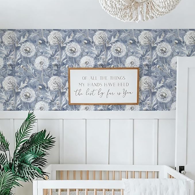 Jeweluck Blue Floral Peel and Stick Wallpaper Dandelion 16.9" x 118.1" | Vintage Blue Contact Paper Peel and Stick Dandelion Boho Self Adhesive Removable Wallpaper for Bathroom Cabinets Decorative - Image 4