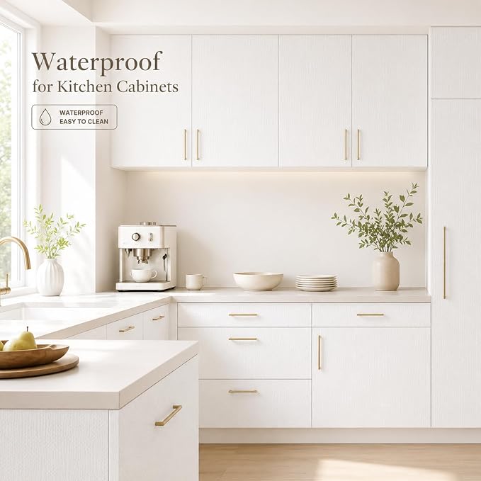 17.7"x 197" Peel and Stick Wallpaper White Contact Paper Self-Adhesive Thick Removable Waterproof Wallpaper Vinyl for Cabinets Countertops Bathroom Kitchen Wall Decor - Image 7