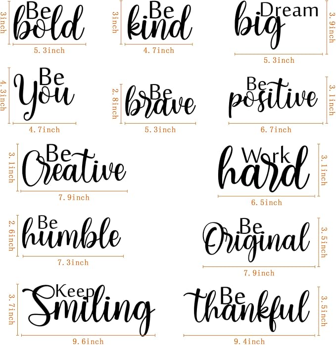 Marspark 12 Pcs Inspirational Wall Decals Motivational Quote Peel and Stick Vinyl Wall Quotes Stickers Removable Positive Saying Mirror Decals for Office Nursery Offices Teen Dorm Classroom, Black - Image 2