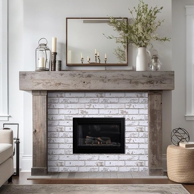 3D Peel and Stick Faux Brick Wall Panels 15.7" x 11.8" 10-Pack | Vintage White, Brick-Look Wall Sticker, Thin Lightweight PVC Self Adhesive Wall Tiles for Interior Decor, Cover 12.9 sq ft - Image 7