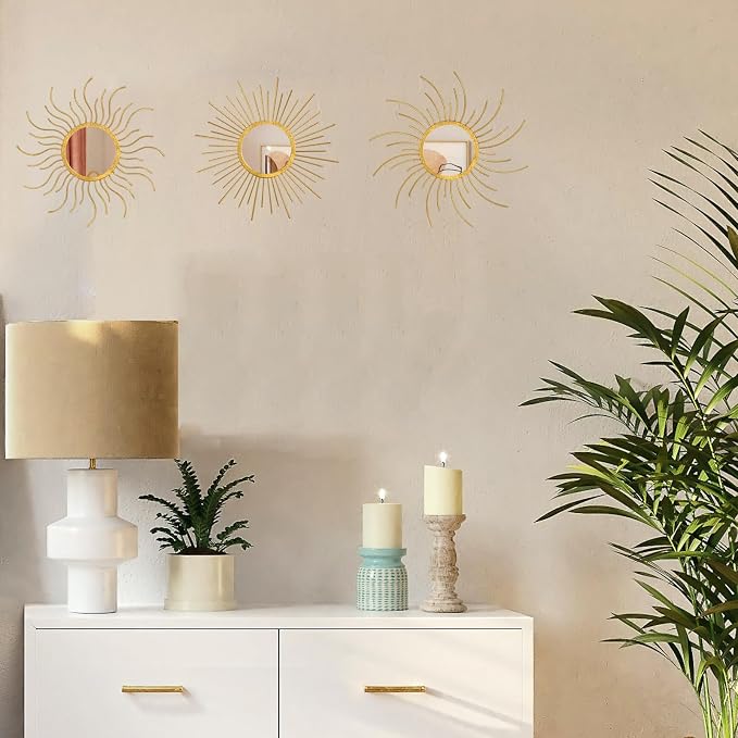Mirror Decor Sunburst Mirrors Metal Sun Mirror Wall Decor Wall Mirror Home Decorative Wall Art for Living Room Bedroom Entryway - Image 7