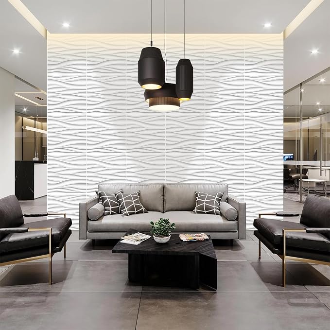 STICKGOO Wave 3D Wall Panels, White, 19.7" x 19.7", 12 Pack | PVC Accent Wall Panels for Interior Wall Decor, Living Room, Bedroom, Cover 32.4 Sq.Ft - Image 4