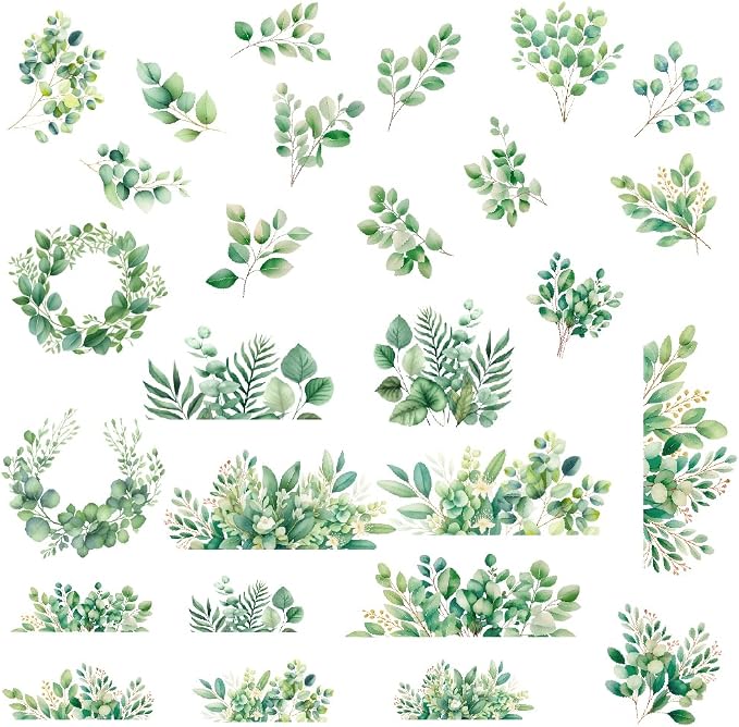 SUPERDANT 4 sheets Green Leaf Wall Sticker Eucalyptus Leaves Wall Decals Watercolor Plants Peel and Stick Large Size Vinyl Art Decal Home Decor for Entryway Livingroom Balcony Bedroom Decoration Gifts - Image 3