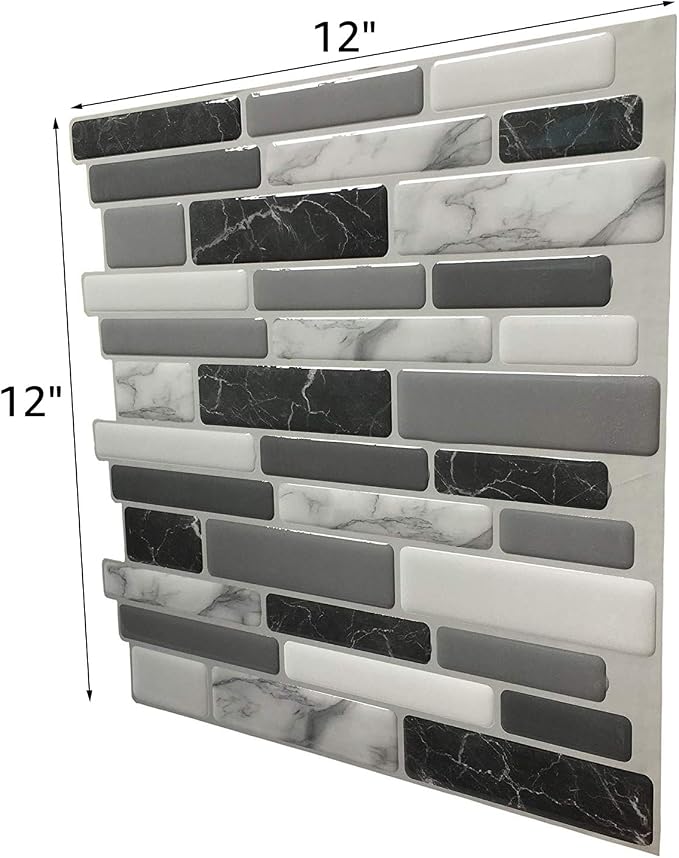 Art3d 6-Pack Peel and Stick Backsplash Wall Tile, 12 x 12 Inch, Marble Grey | Strong Adhesion, Lightweight, Cuttable, Waterproof, Fadeless, Crack Resistant, for Kitchen, Bedroom, Ideal for Recently Moved - Image 6
