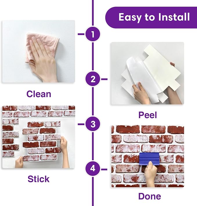 3D Faux Brick Wall Panels Peel and Stick, Designed for Quick DIY | Red, 10 Pcs 11.8" x 11.8", Small Brick-Look, Ultra-Light PVC Fake Brick Wall Covering for Wall Renovation, Cover 9.7 sq ft - Image 9