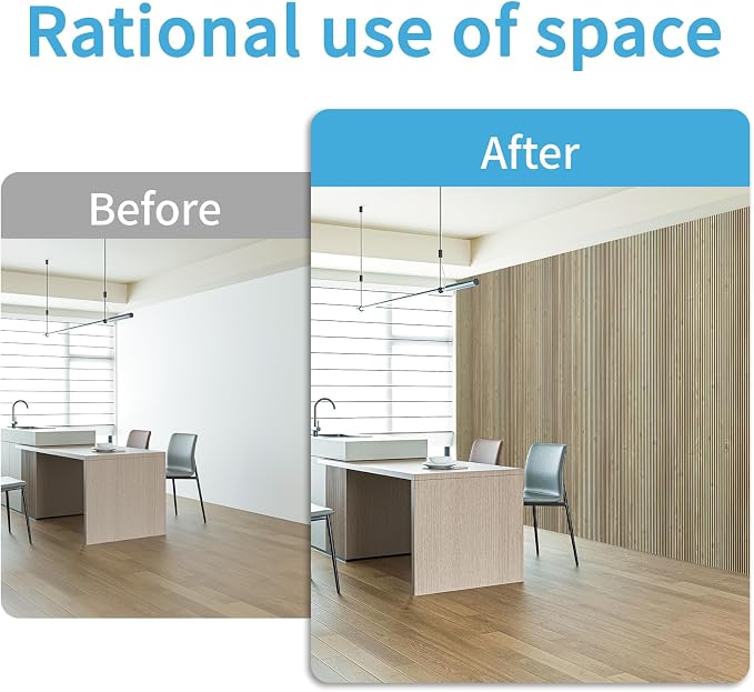 Art3d Fine Bar Design Slim Slat Wall Panel, 104 x 12 Inch, 4-Pack, Teak | Lightweight, Wainscoting, Waterproof, Easy to Clean, Sturdy, Glue on, Elegant Style, for Bedroom, Office, Home Improvement - Image 8