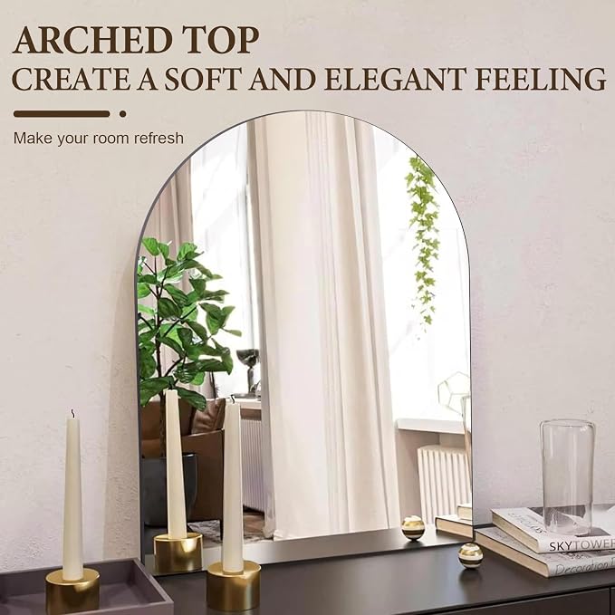 16 x 12 Arched Wall Mirror for Bathroom, Arch Mirror Wall Decor - Image 2