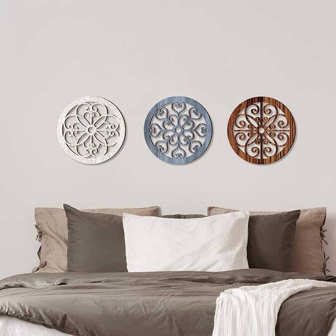 Blulu 3 Pieces Thicken Rustic Wall Decor Farmhouse Wall Art Decor Wood Hanging Decoration for Living Room Bedroom Home Indoor Outdoor Office(Vintage Style) - Image 5