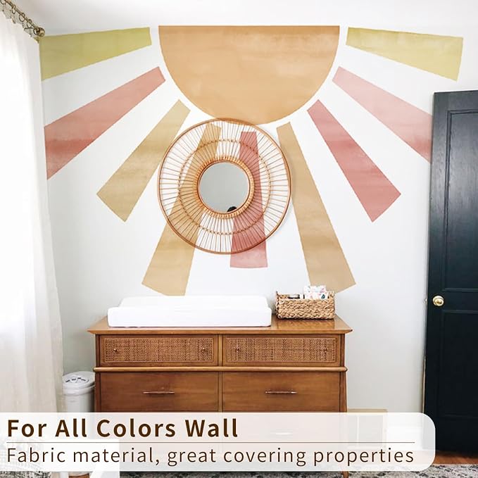 Extra Large Pastel Boho Sun Mural for Nursery and Classroom | 94.49" x 57.48" Calming Texture Fabric Decal, Peel and Stick Huge Sun Rise Wall Mural for Kids Bedroom and Classroom - Image 4