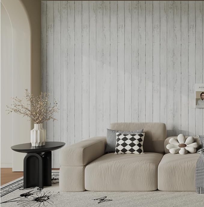 Shiplap Peel and Stick Wallpaper, Contact Paper for Classroom Home Decor | 17.7"x118" Removable Self-Adhesive White Wood Plank Film, Farmhouse Decor for Bulletin Board Desk Cabinet & Home Renovation - Image 2