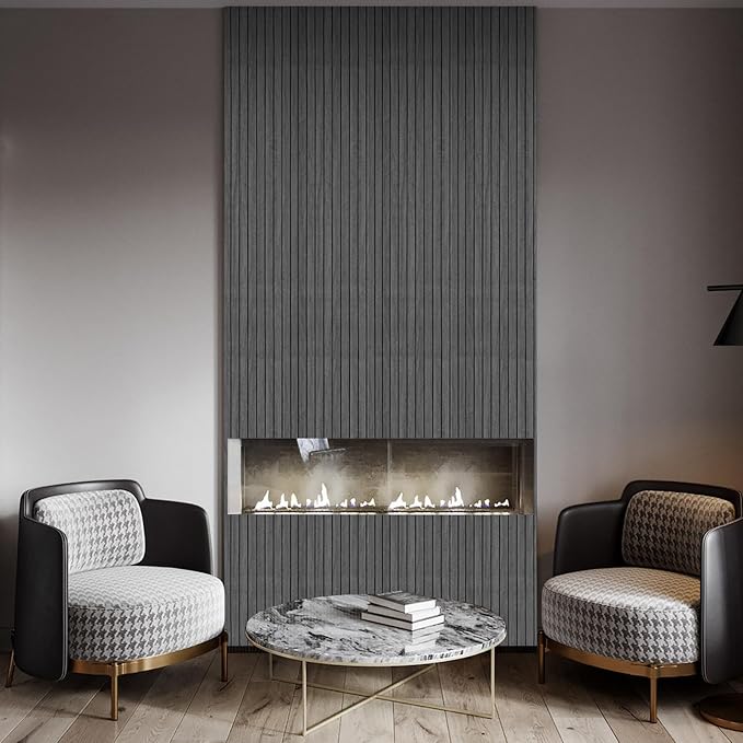 3D Faux Wood Slat Wall Panel – Peel and Stick Self Adhesive Soundproof Foam Board for Interior Wall, Ceiling, Home Theater Decor Dark Grey 15.7"x236" - Image 6