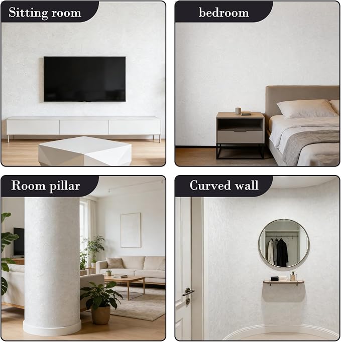 Peel and Stick White 3D PVC Wall Panels Roll, Thick Wallpaper 15.7"x118.1" | Extra Thick Wallpaper, Plaster Textured, Noise-Reducing Self-Adhesive Waterproof Renter-Friendly for Accent Walls & Ceilings - Image 8