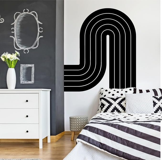 Large Arch Wall Decal Modern Black Vinyl Wall Decor Sticker for Living Room | Geometric stickers, peel and stick, removable, minimalist abstract art murals, self adhesive, for bedroom office home decor - Image 4