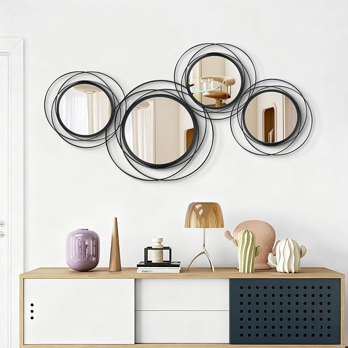 4 Set Circle Mirrors for Wall Decor Living Room Bedroom Entryway - Image 5