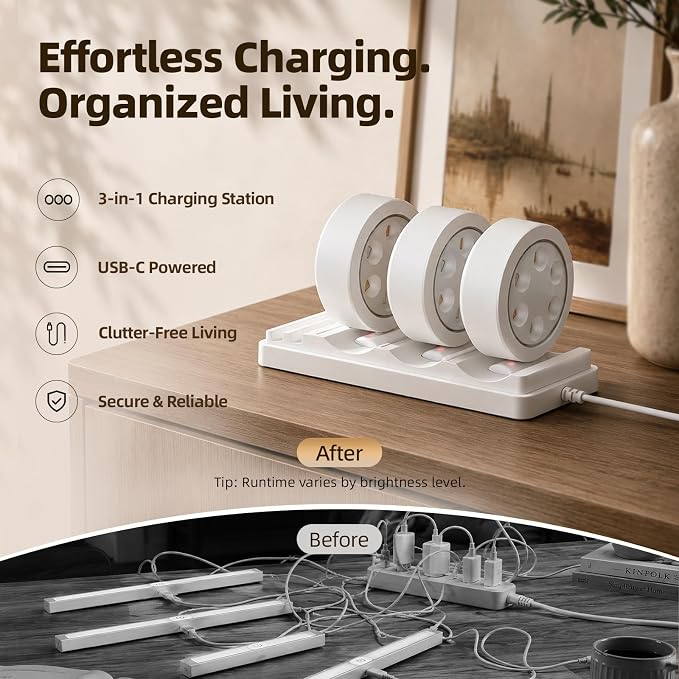 EZVALO Picture Lights for Wall, Rechargeable Battery Magnetic Poster Lights with 3 Color Temps & 12 RGB, Remote Dimmable Timer Light, Wall Decor Light for Art Display (6 Pack with Charging Station) - Image 5