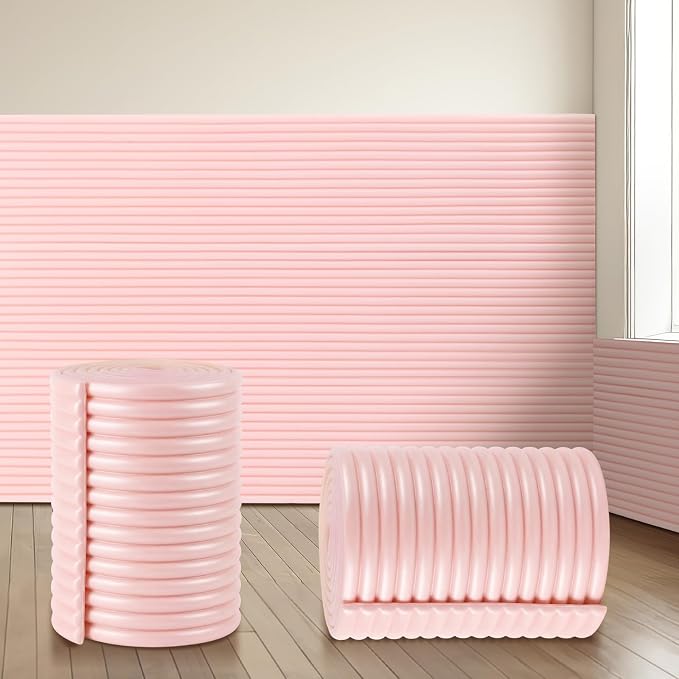 7.9 x 78.7 Inch Wall Padding for Kids, Pink, 1 Roll | Anti Collision Wall Padding Padded Wall Panels 3D DIY Headboard for Autism Playroom Nursery Bedroom Living Room Corner Guards by Unknown