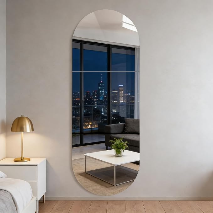 3-piece set of acrylic wall mounted mirrors, 20x20 inch self-adhesive frameless square combined with curved makeup lenses, flexible plastic lenses for bedrooms, home use, gym doors (3pcs - 20‘’×20‘’) - Image 3