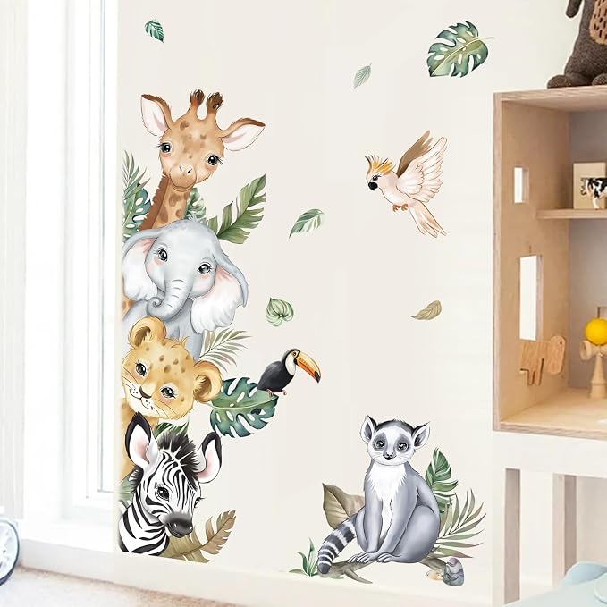 decalmile Jungle Animals Safari Elephant Giraffe Wall Decals Stickers - Image 3