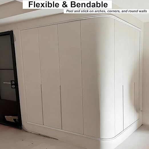 20FT x 1.6" Flexible TPE Peel and Stick Decorative Trim, Self Adhesive Wall Accent Molding for Mirrors, Doors, Cabinets & Smooth Walls, Matte White Finish - Image 9